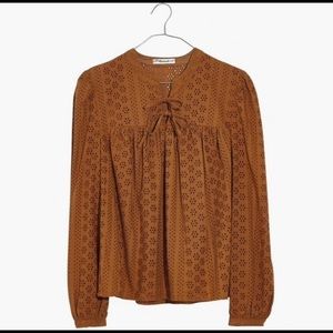 Orange Eyelet Long Sleeve Madewell Top